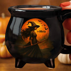 Witch Cauldron Coffee Mug - Black Ceramic 3-Legged Potion Cup for Halloween & Fall Aesthetic