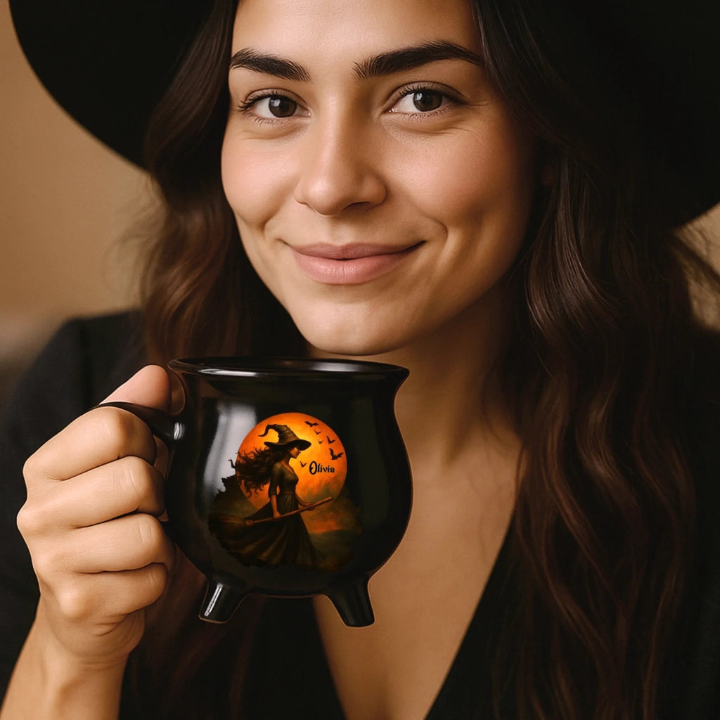 Witch Cauldron Coffee Mug - Black Ceramic 3-Legged Potion Cup for Halloween & Fall Aesthetic