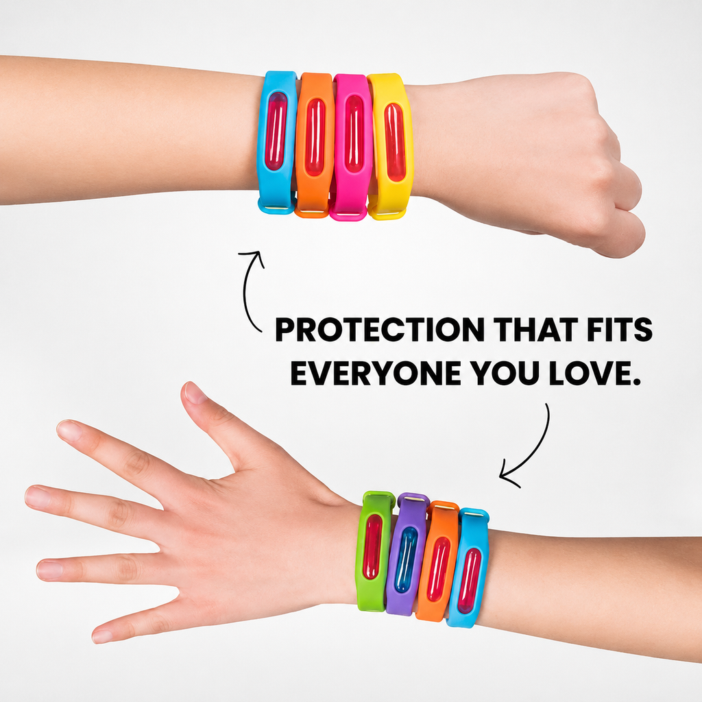 Natural Mosquito Repellent Bracelet - 100% Waterproof, DEET-Free Bug Band for Kids & Adults