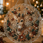 ✨ Christmas Pearl Diamond Art Hanging Ornament Kit | Luxury Flocked Canvas with Scratch-Resistant Non-Fading Pearl Beads DIY Handmade Holiday Hanging Decor 🎅💎