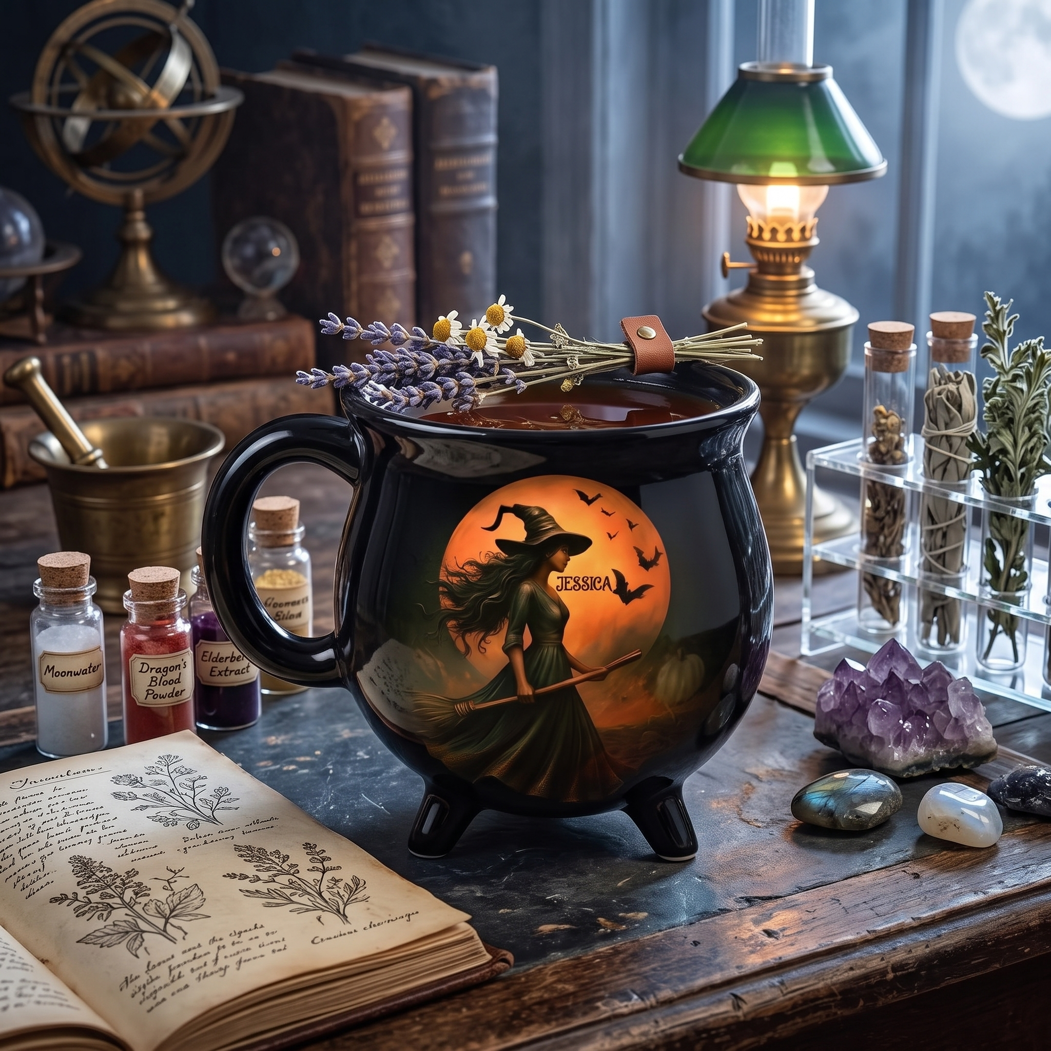 Witch Cauldron Coffee Mug - Black Ceramic 3-Legged Potion Cup for Halloween & Fall Aesthetic