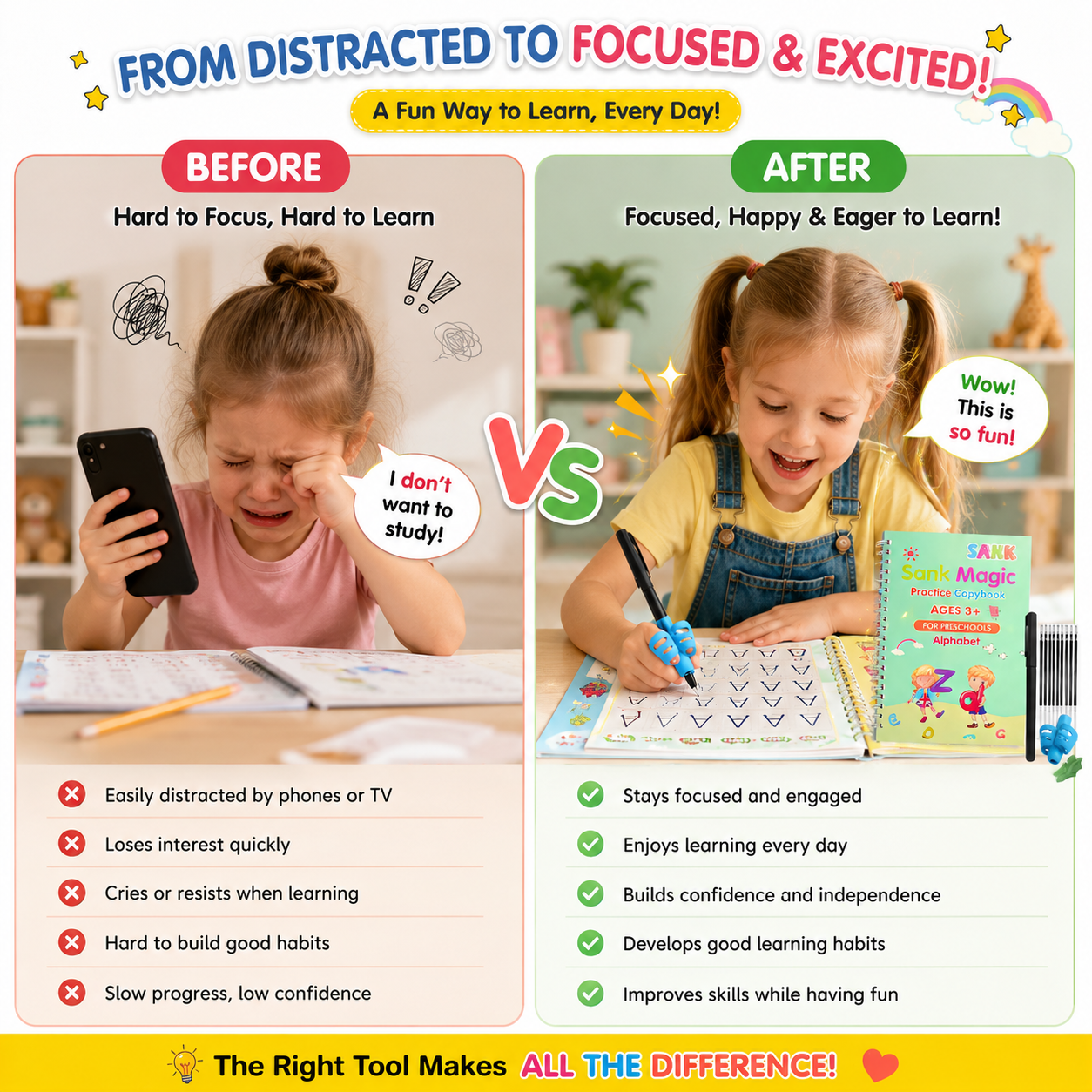 💥LAST DAY SALE 50%OFF📚MagicBook | Kids Practice Copybook Set (4Pcs/Set)