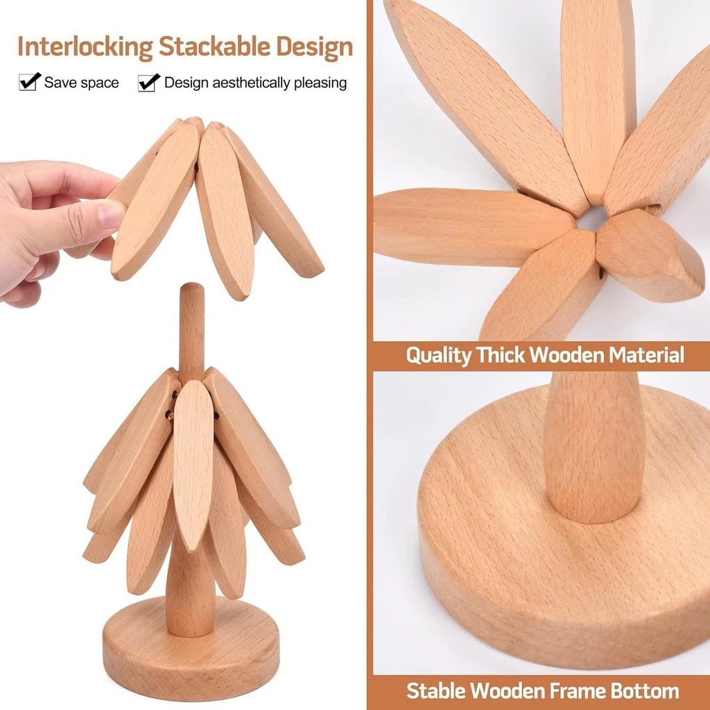 ⚡ 50K+ Sold 🔥Artisanal Wooden Coasters Trivets Set