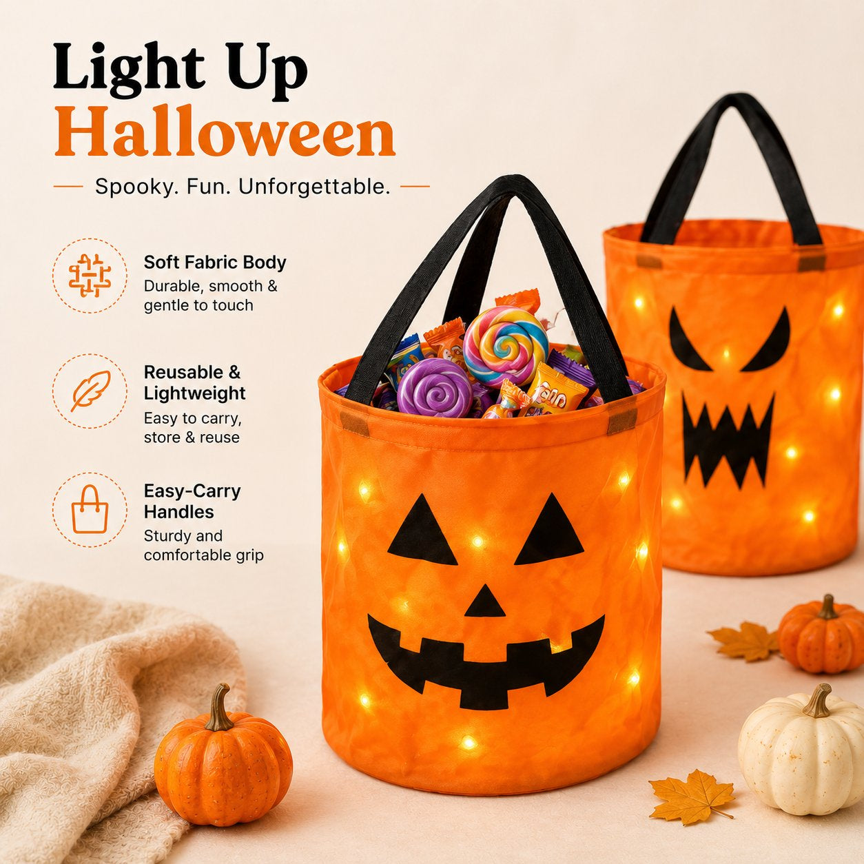 LED Glowing Pumpkin Gift Bag