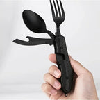 Foldable Stainless Steel Camping Utensil Multitool Set, Quick-Detach Portable Cutlery for Outdoor Backpacking &amp; Travel